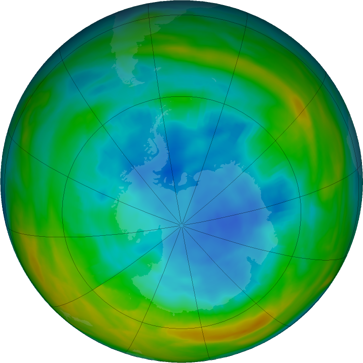Antarctic ozone map for 02 August 2017